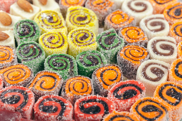  traditional eastern desserts on wooden background