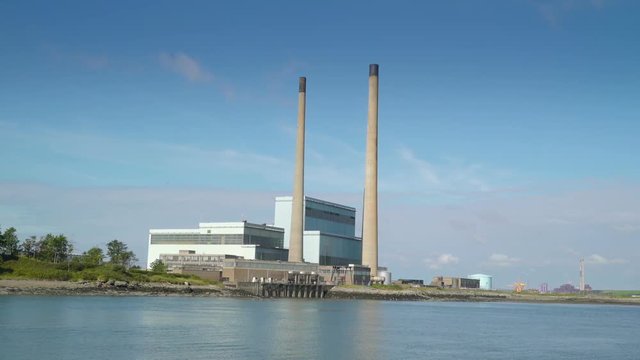 The View Of The Factory In Killimer Ireland. Killimer Is A Village In County Clare Ireland In A Civil Parish Of The Same Name.