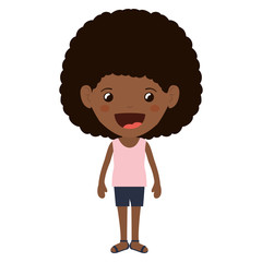 cartoon girl smiling and wearing casual clothes. happy kid icon. colorful and isolated design. vector illustration