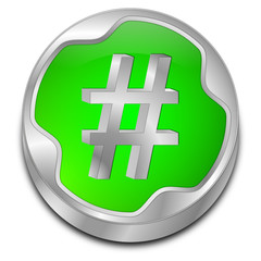Hashtag Button - 3D illustration