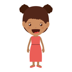 cartoon girl smiling and wearing pink dress. isolated design. vector illustration