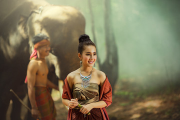 Laos woman in traditional dress