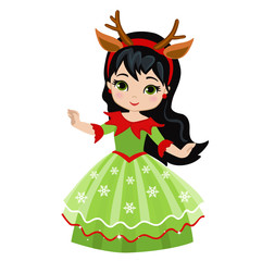Fototapeta premium Illustration of beautiful winter christmas princess.