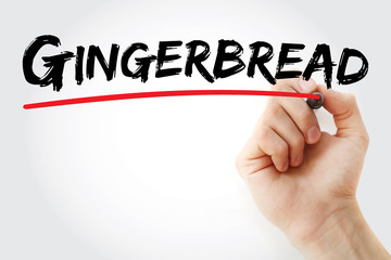 Hand writing Gingerbread with marker, concept background