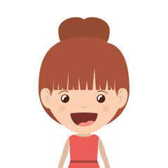 cartoon girl smiling and wearing casual clothes. happy kid icon. colorful and isolated design. vector illustration