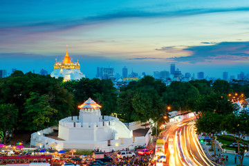 The Golden Mountain and Pom Maha Kan travel landmark of Bangkok