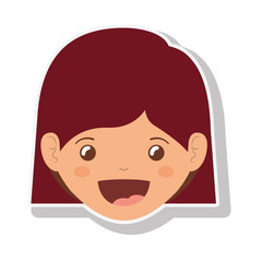 cartoon girl face smiling. happy kid icon. colorful and isolated design. vector illustration