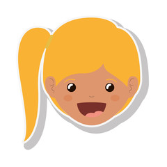 Obraz na płótnie Canvas cartoon girl face smiling. happy kid icon. colorful and isolated design. vector illustration