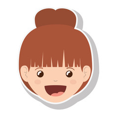 cartoon girl face smiling. happy kid icon. colorful and isolated design. vector illustration