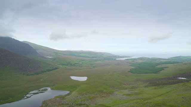 The landscape view of the mountains in Ireland a view from the skyroad in Ireland