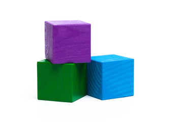colored children cubes on  white isolated background