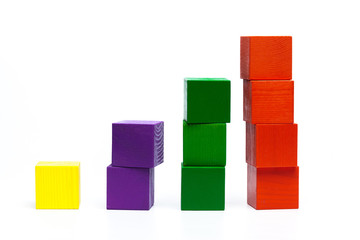 Obraz premium colored children cubes on white isolated background