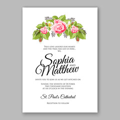 Wedding invitation template with watercolor winter flower christmas wreath pine branch  Baby shower invitation template with watercolor tropical flower wreath