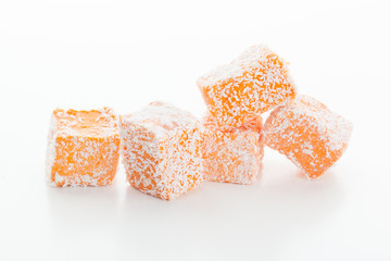 Tasty Turkish delight isolated on white