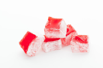 Tasty Turkish delight isolated on white
