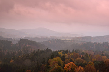  Beautiful autumn morning landscape of Bohemian Switzerland