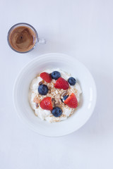 muesli and espresso coffee