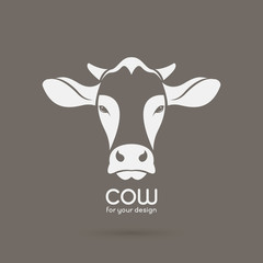 Vector image of a cow head design on brown background, Vector co