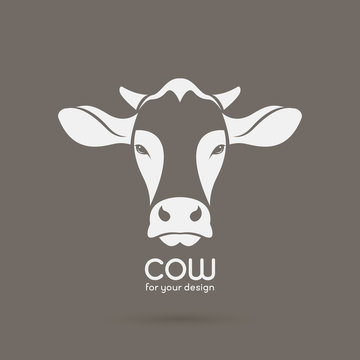 Vector image of a cow head design on brown background, Vector co
