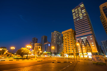 Fototapeta na wymiar Skyscrapers in Sharjah city.UAE.
