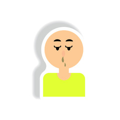 Vector paper sticker various symptoms of AIDS on the human