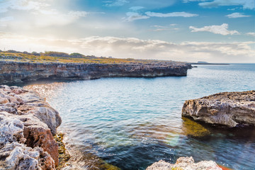 Fototapeta premium rocky coastal shore of Puglia