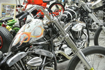 Custom Harley Davidson Motorcycle and engine in Serdang, Selangor, Malaysia. 