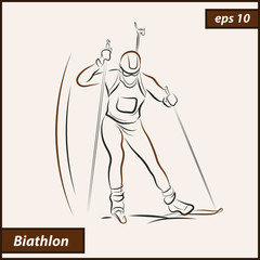 Vector illustration. Illustration shows the winter sports. Biathlon