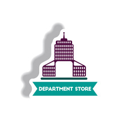 stylish icon in paper sticker style building Department Store