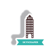 stylish icon in paper sticker style building skyscraper