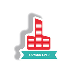 stylish icon in paper sticker style building skyscraper