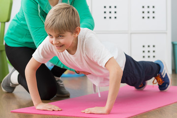 Boy doing push-ups