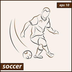 Vector illustration. Illustration shows a football player kicks the ball. Soccer