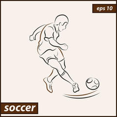 Vector illustration. Illustration shows a football player kicks the ball. Soccer