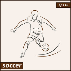 Vector illustration. Illustration shows a football player kicks the ball. Soccer