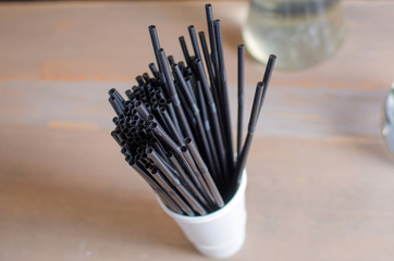 Set of black straw