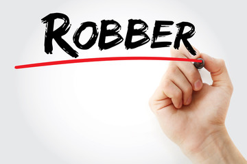 Hand writing Robber with marker, concept background