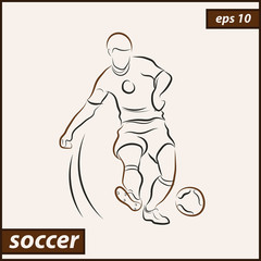 Vector illustration. Illustration shows a football player kicks the ball. Soccer