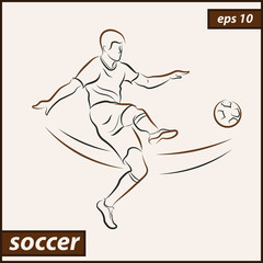 Fototapeta na wymiar Vector illustration. Illustration shows a football player kicks the ball. Soccer