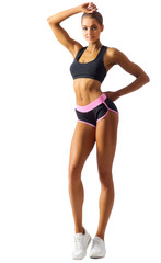 Young fitness girl isolated