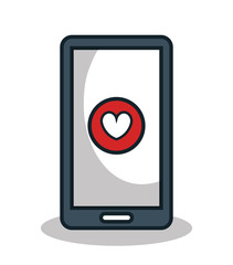 smartphone with heart app vector illustration design