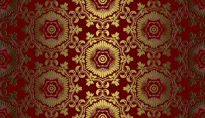 Vector seamless gold pattern ethnic style background. Vintage decorative texture