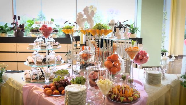 candy bar angels fruits glasses plates sweets