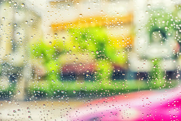 abstract rainy drop on glass with vintage filter