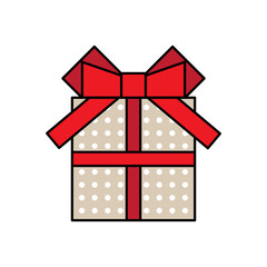 Gift box icon with a bow, isolated on white background.