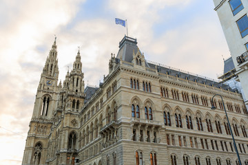 Obraz premium Vienna's Town Hall (Rathaus). The town hall also serves, in personal union, as Governor and Assembly (Landtag) of the State of Vienna. Austria.