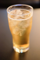 Glass of beer on the table