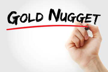 Hand writing Gold nugget with marker, concept background