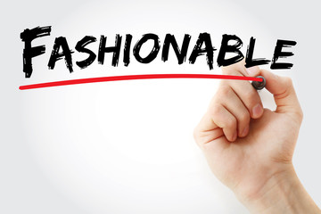 Hand writing Fashionable with marker, concept background