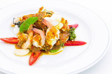 Sautéed shrimp with fresh peppers